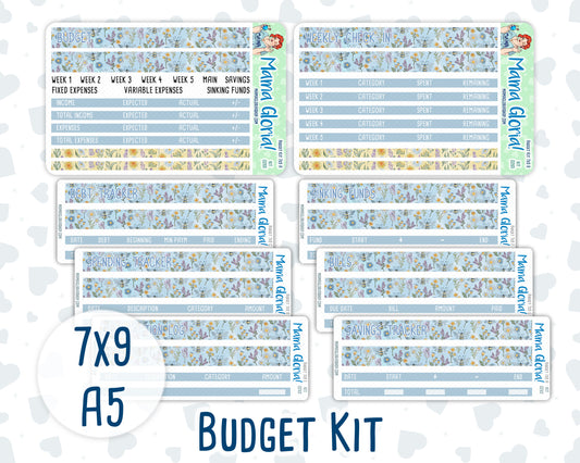 Kit 0265 - Budget - For 7x9 & A5 Planners | Notebooks - May - Honeybee Sky