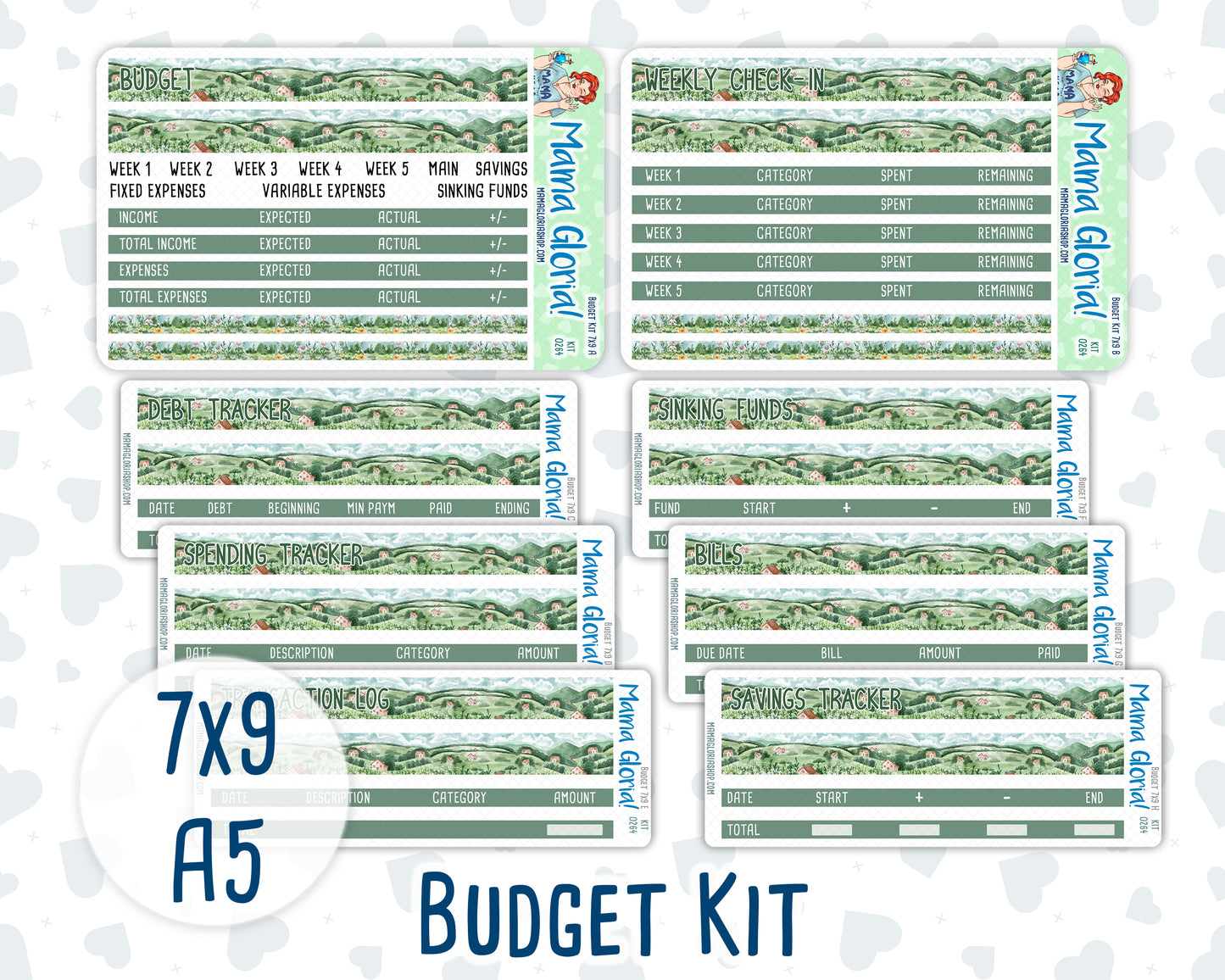 Kit 0264 - Budget - For 7x9 & A5 Planners | Notebooks - May - Spring Walk