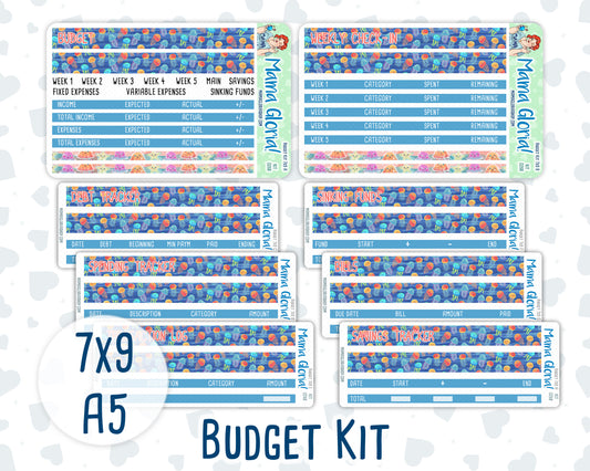 Kit 0268 - Budget - For 7x9 & A5 Planners | Notebooks - June - Sea Sweeties