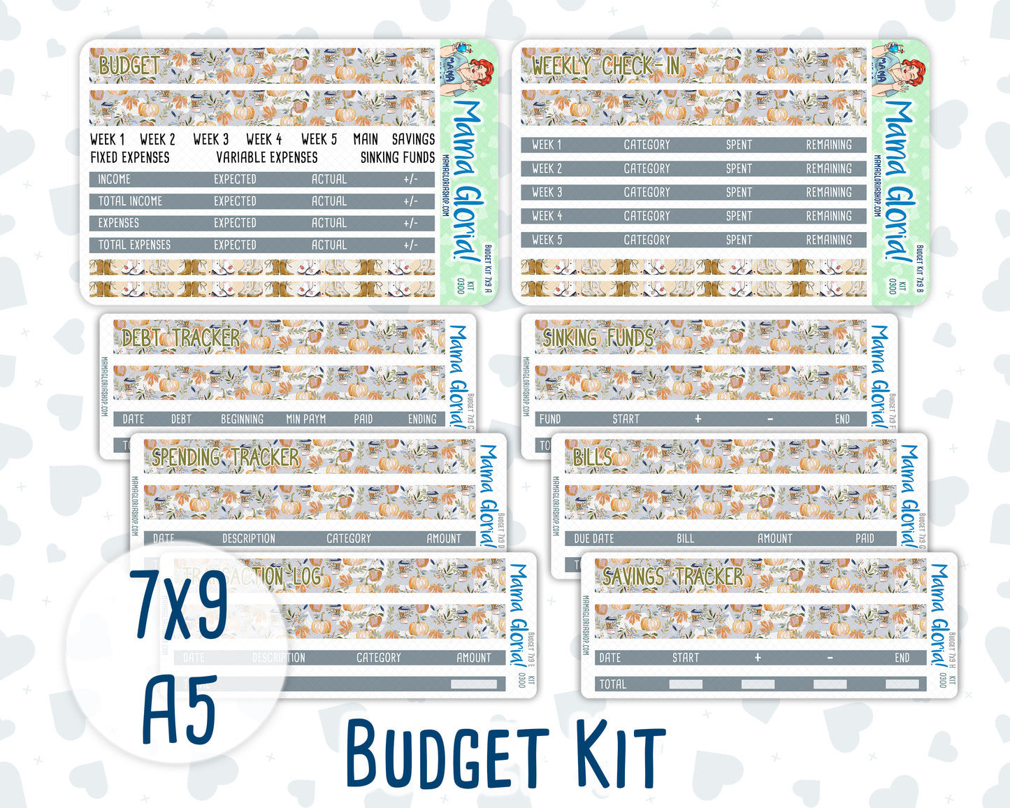 Kit 0300 - Budget - For 7x9 & A5 Planners | Notebooks - October - Autumn Stroll