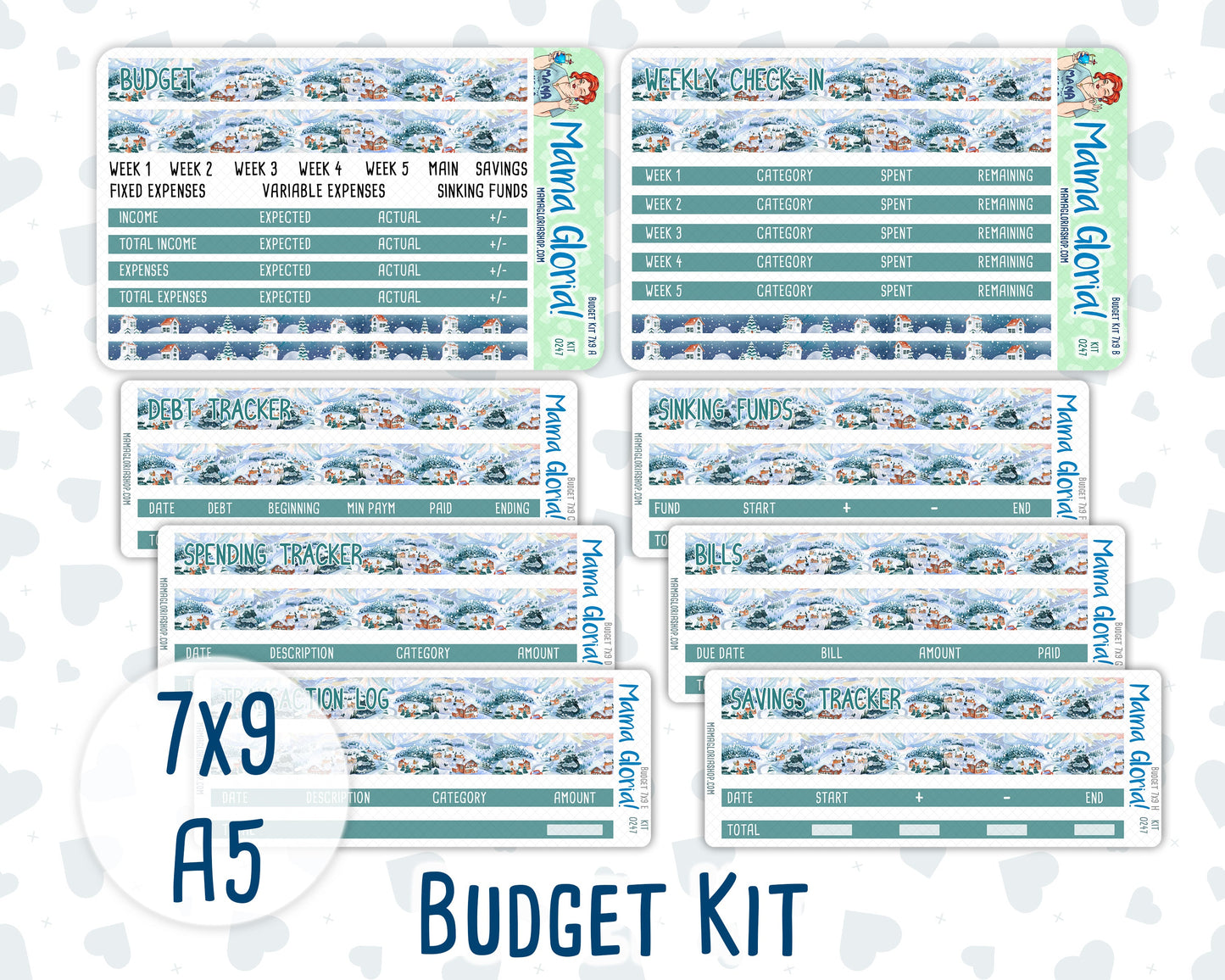 Kit 0247 - Budget - For 7x9 & A5 Planners | Notebooks - December - Snow Day Adventures
