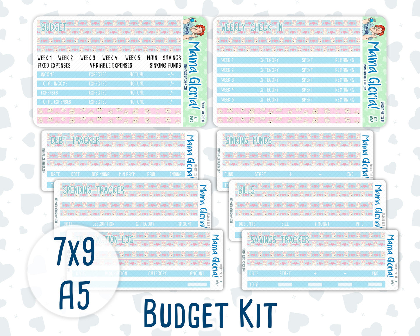 Kit 0262 - Budget - For 7x9 & A5 Planners | Notebooks - April - Spring Puffs
