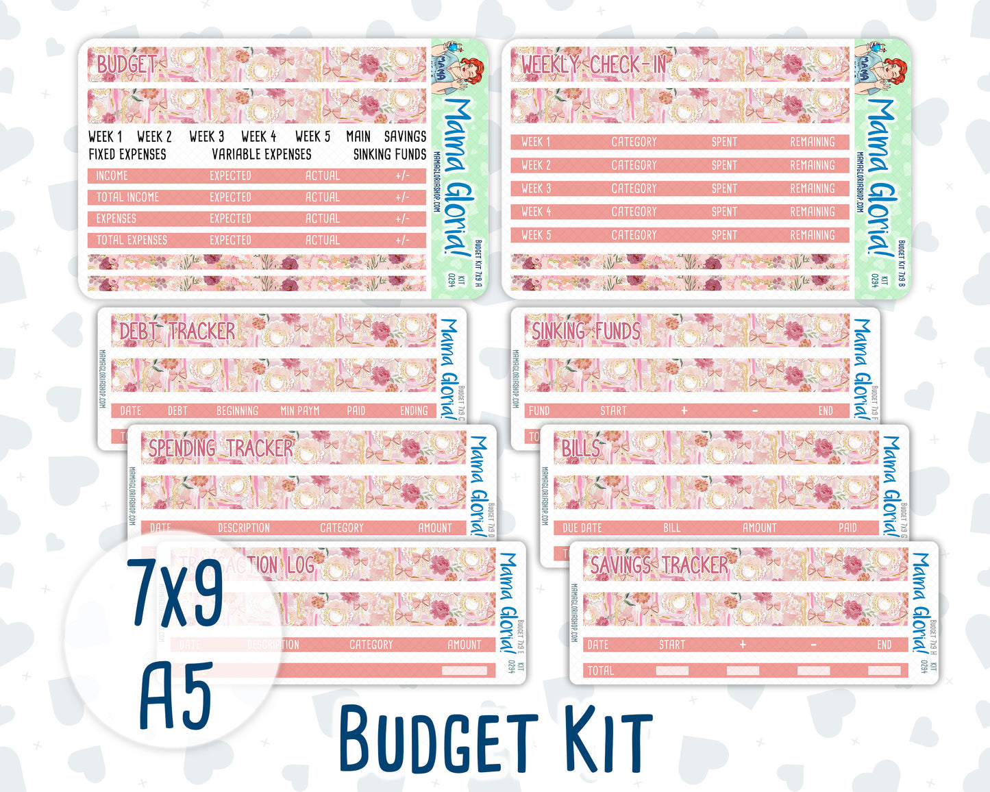 Kit 0294 - Budget - For 7x9 & A5 Planners | Notebooks - September - Rosy Reveria