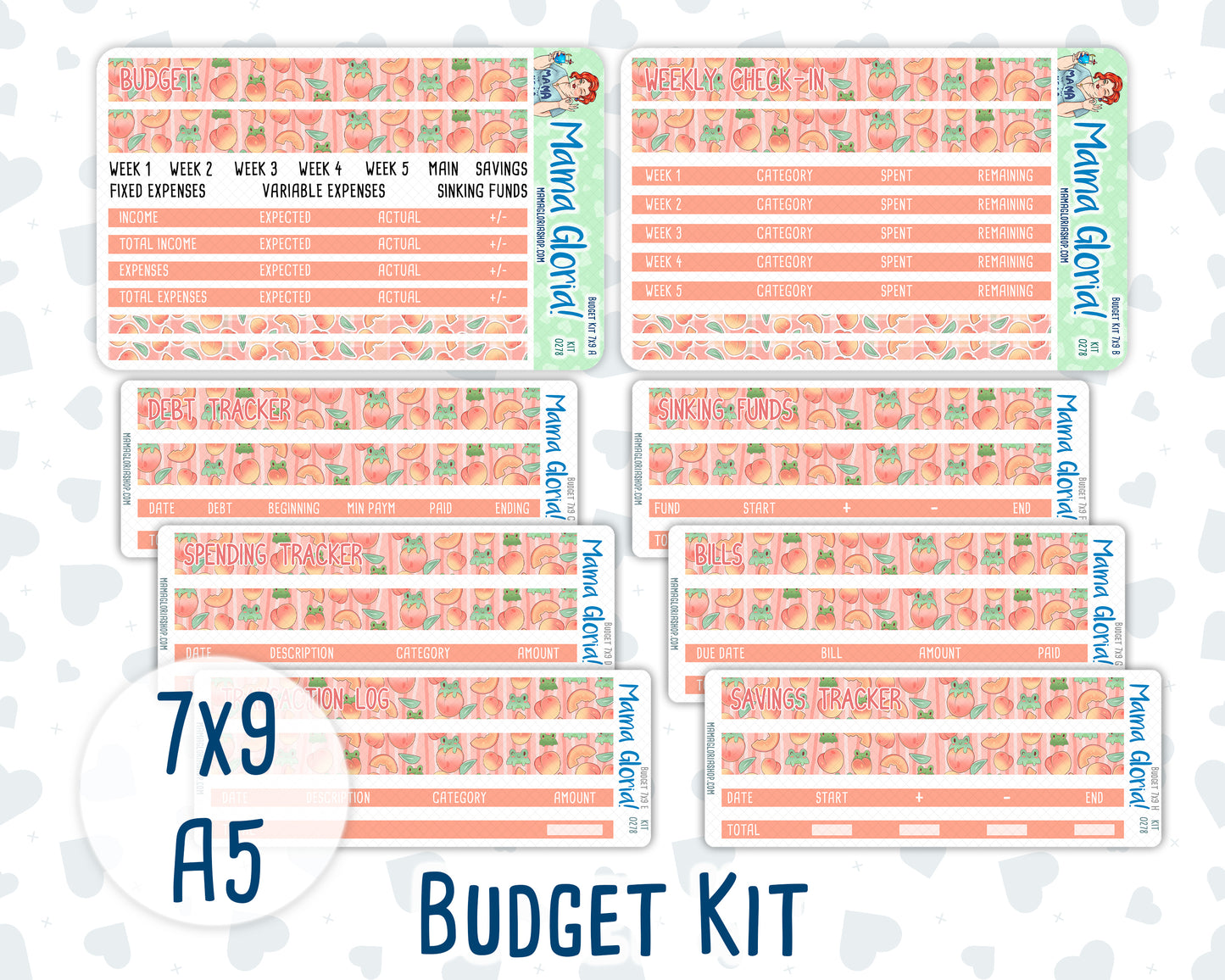Kit 0278 - Budget - For 7x9 & A5 Planners | Notebooks - August - Oops, All Peaches