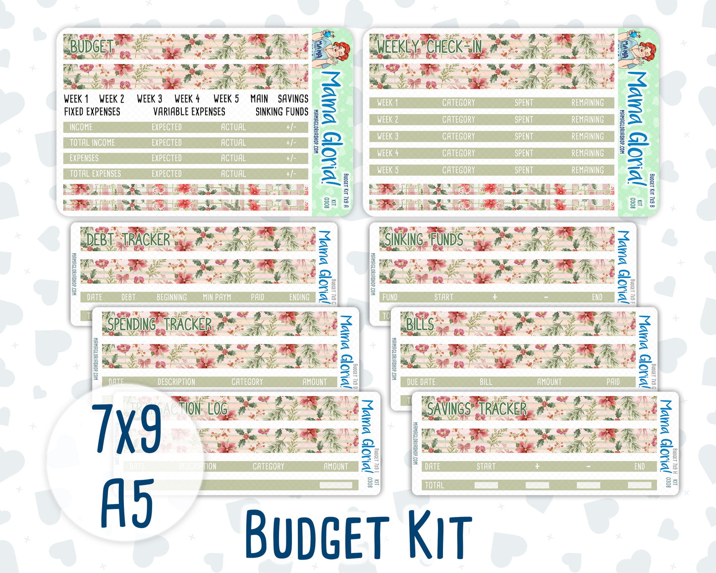 Kit 0308 - Budget - For 7x9 & A5 Planners | Notebooks - December - Knit & Holly