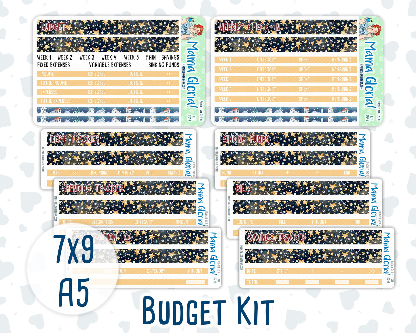 Kit 0248 - Budget - For 7x9 & A5 Planners | Notebooks - January - Midnight Countdown