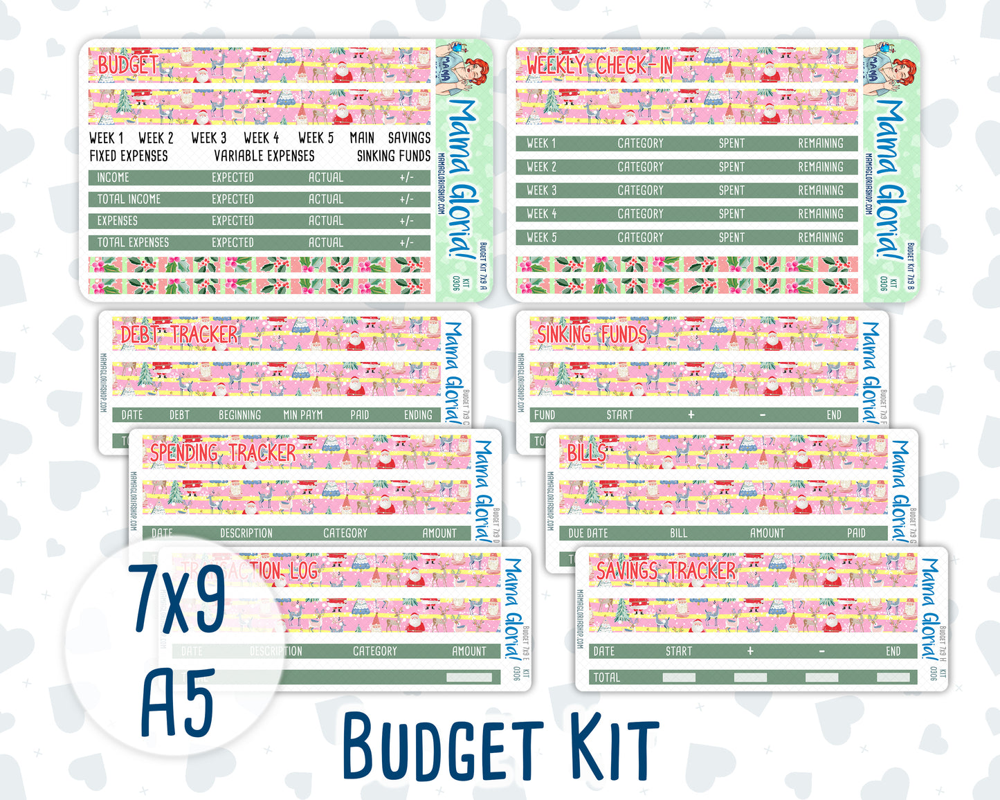 Kit 0306 - Budget - For 7x9 & A5 Planners | Notebooks - December - Jolly Mischief