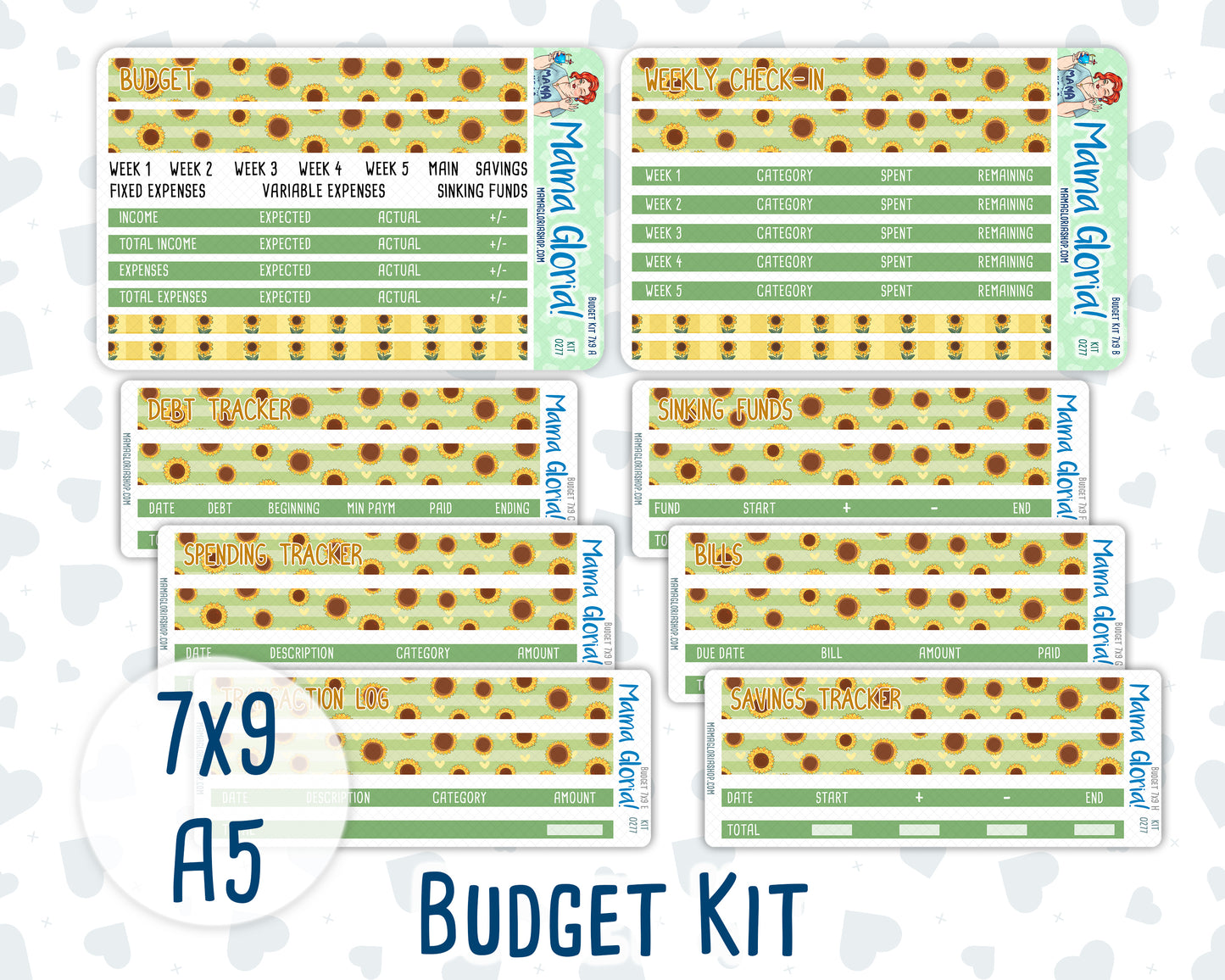 Kit 0277 - Budget - For 7x9 & A5 Planners | Notebooks - August - Sunflower Drama Club