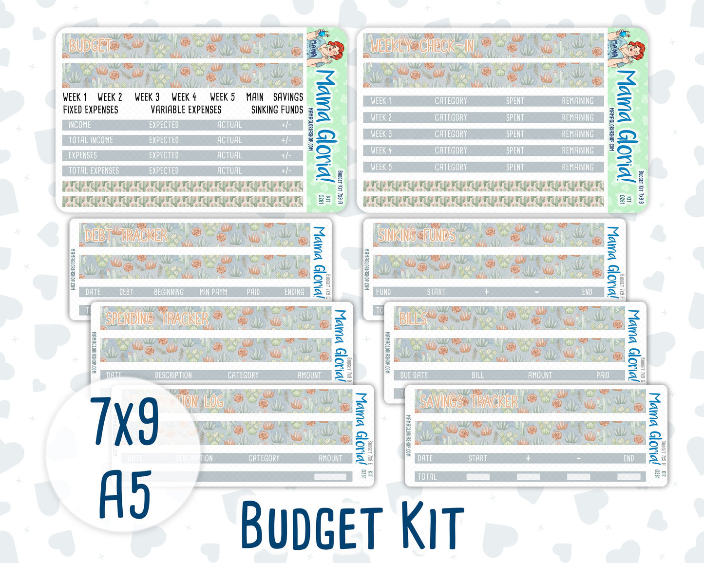 Kit 0261 - Budget - For 7x9 & A5 Planners | Notebooks - April - Llama Spring