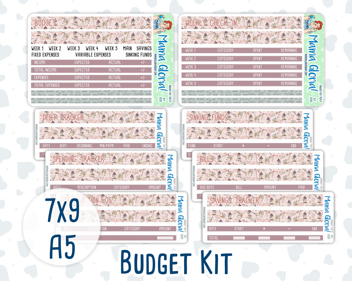 Kit 0293 - Budget - For 7x9 & A5 Planners | Notebooks - September - Fleur de Provence
