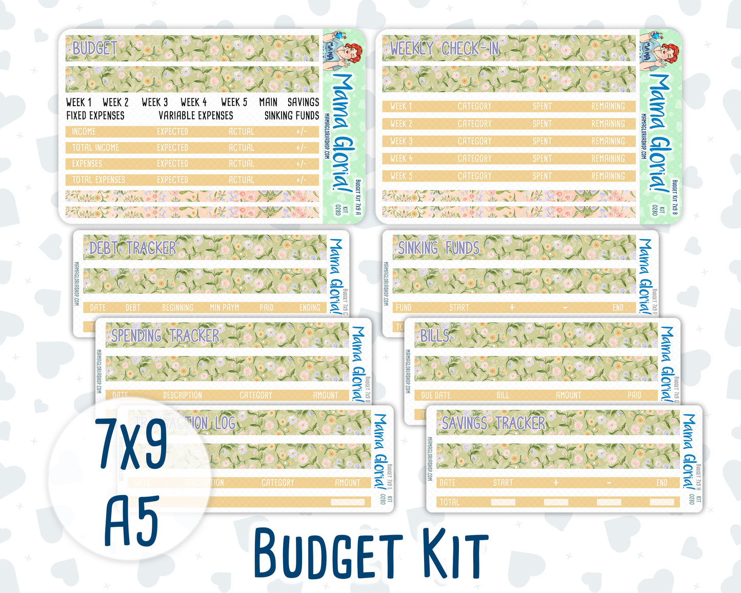 Kit 0280 - Budget - For 7x9 & A5 Planners | Notebooks - Half Past Six In August