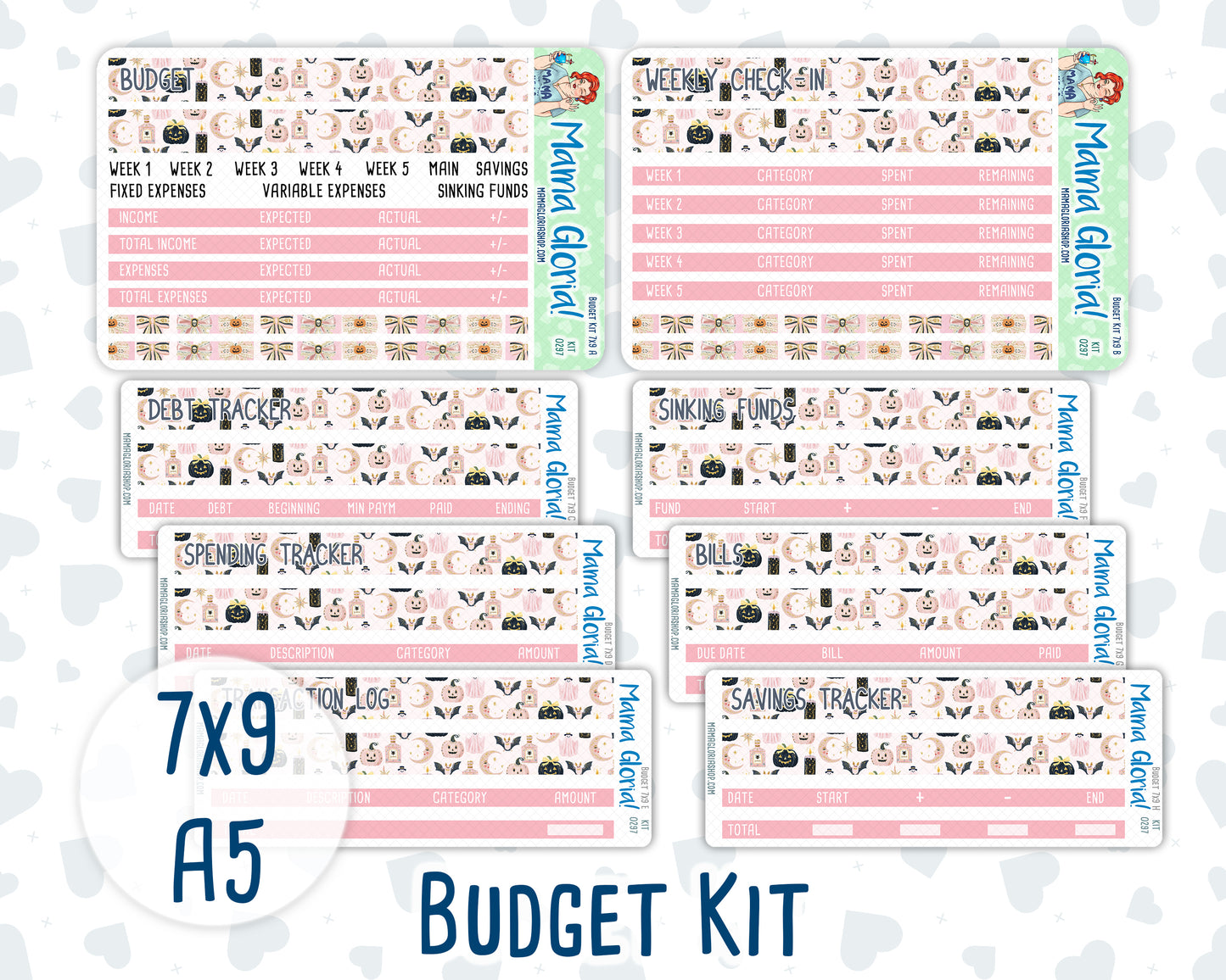 Kit 0297 - Budget - For 7x9 & A5 Planners | Notebooks - October - Pink Spell