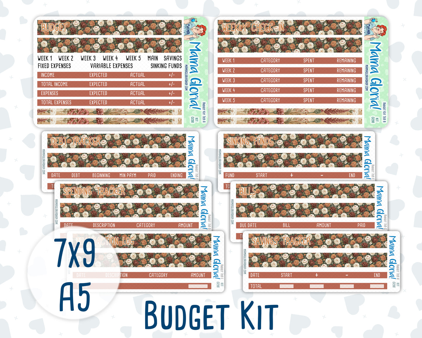 Kit 0298 - Budget - For 7x9 & A5 Planners | Notebooks - October - Velvet Bloom