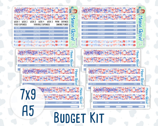 Kit 0273 - Budget - For 7x9 & A5 Planners | Notebooks - July - Americana In Bloom