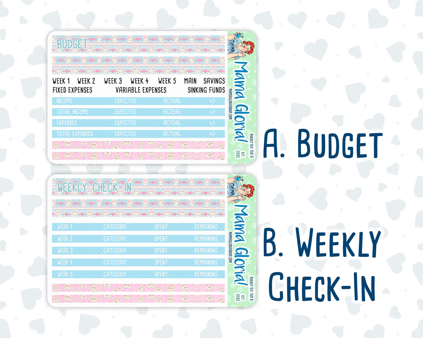 Kit 0262 - Budget - For 7x9 & A5 Planners | Notebooks - April - Spring Puffs