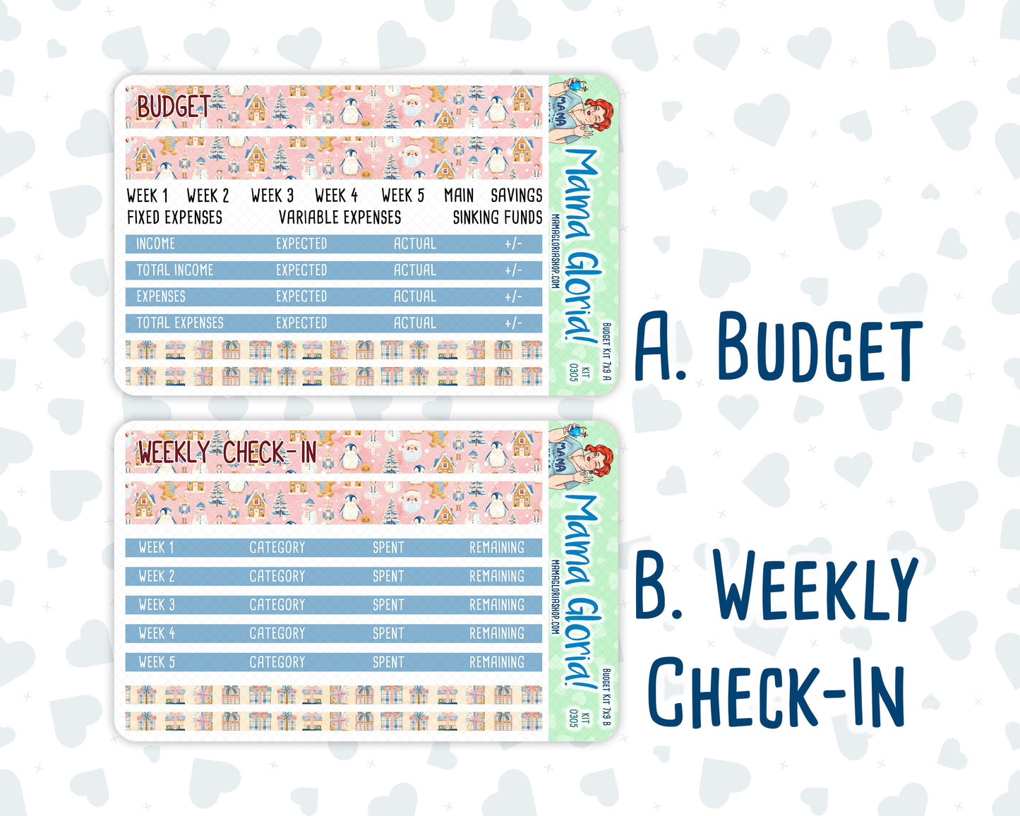 Kit 0305 - Budget - For 7x9 & A5 Planners | Notebooks - December - Sugarplum Parade