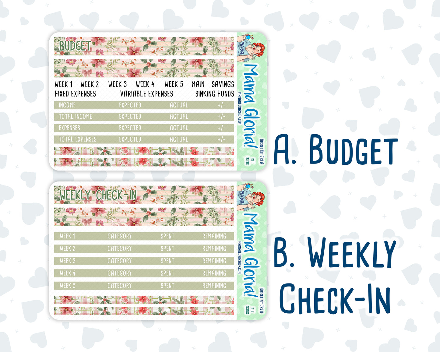 Kit 0308 - Budget - For 7x9 & A5 Planners | Notebooks - December - Knit & Holly