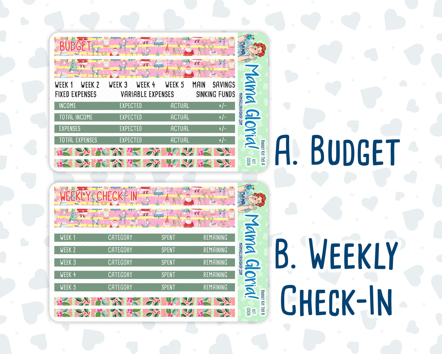 Kit 0306 - Budget - For 7x9 & A5 Planners | Notebooks - December - Jolly Mischief
