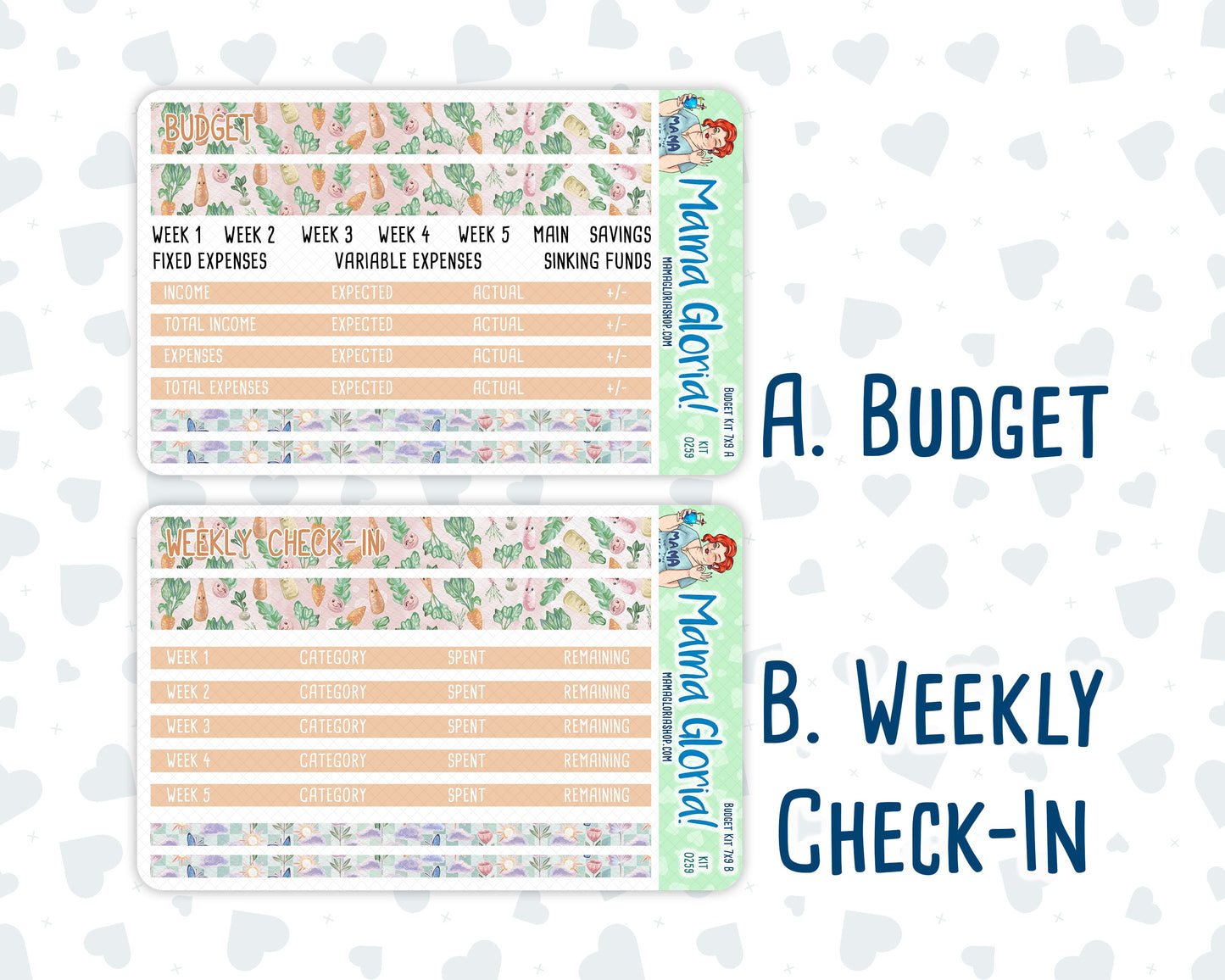 Kit 0259 - Budget - For 7x9 & A5 Planners | Notebooks - March - Spring Garden Chores