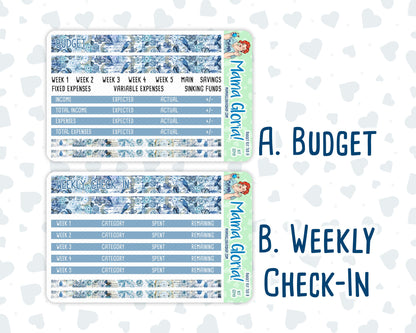 Kit 0249 - Budget - For 7x9 & A5 Planners | Notebooks - January - Icy Lace