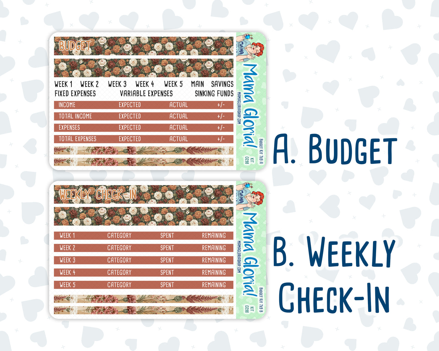 Kit 0298 - Budget - For 7x9 & A5 Planners | Notebooks - October - Velvet Bloom