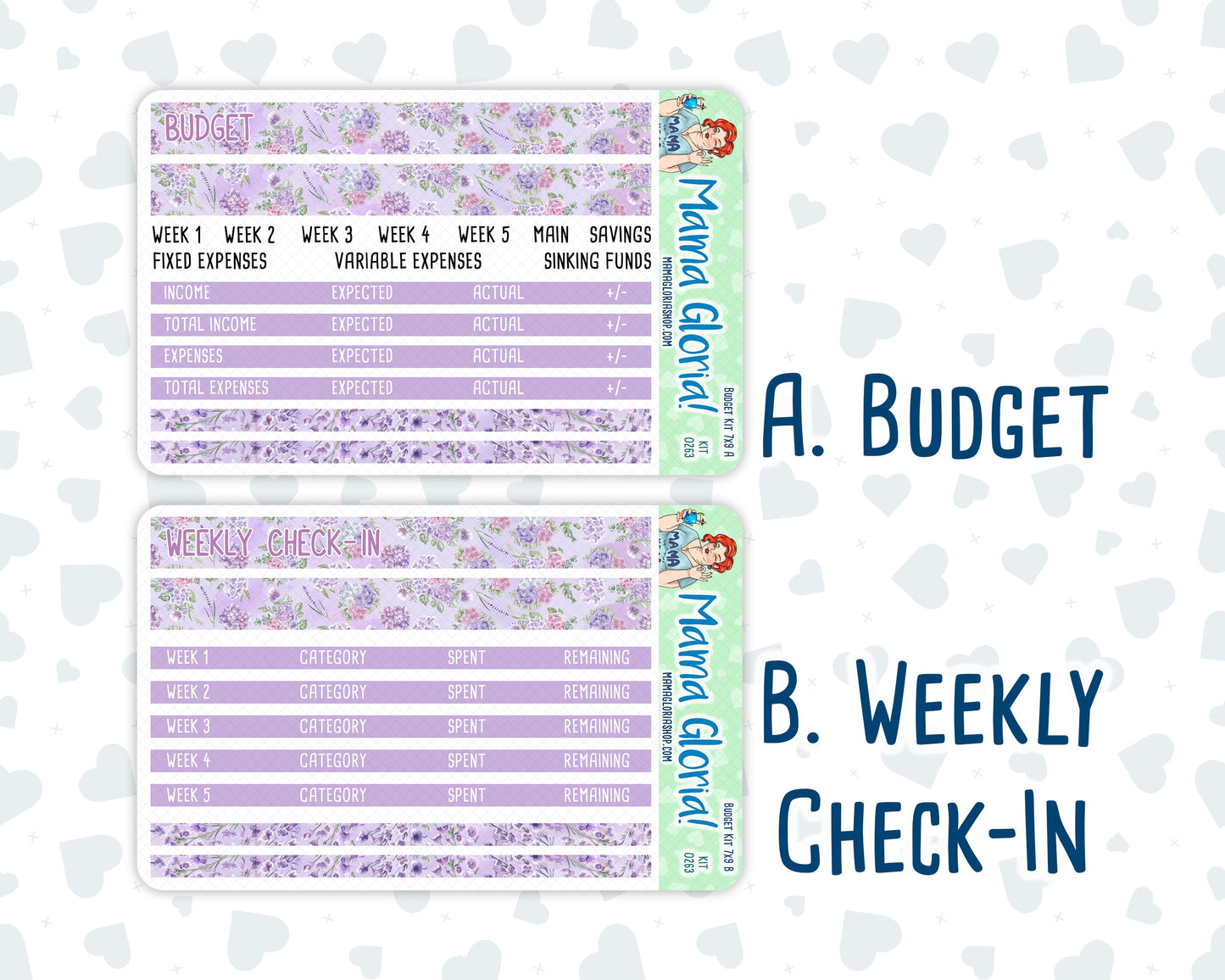 Kit 0263 - Budget - For 7x9 & A5 Planners | Notebooks - April - Lavender Drift