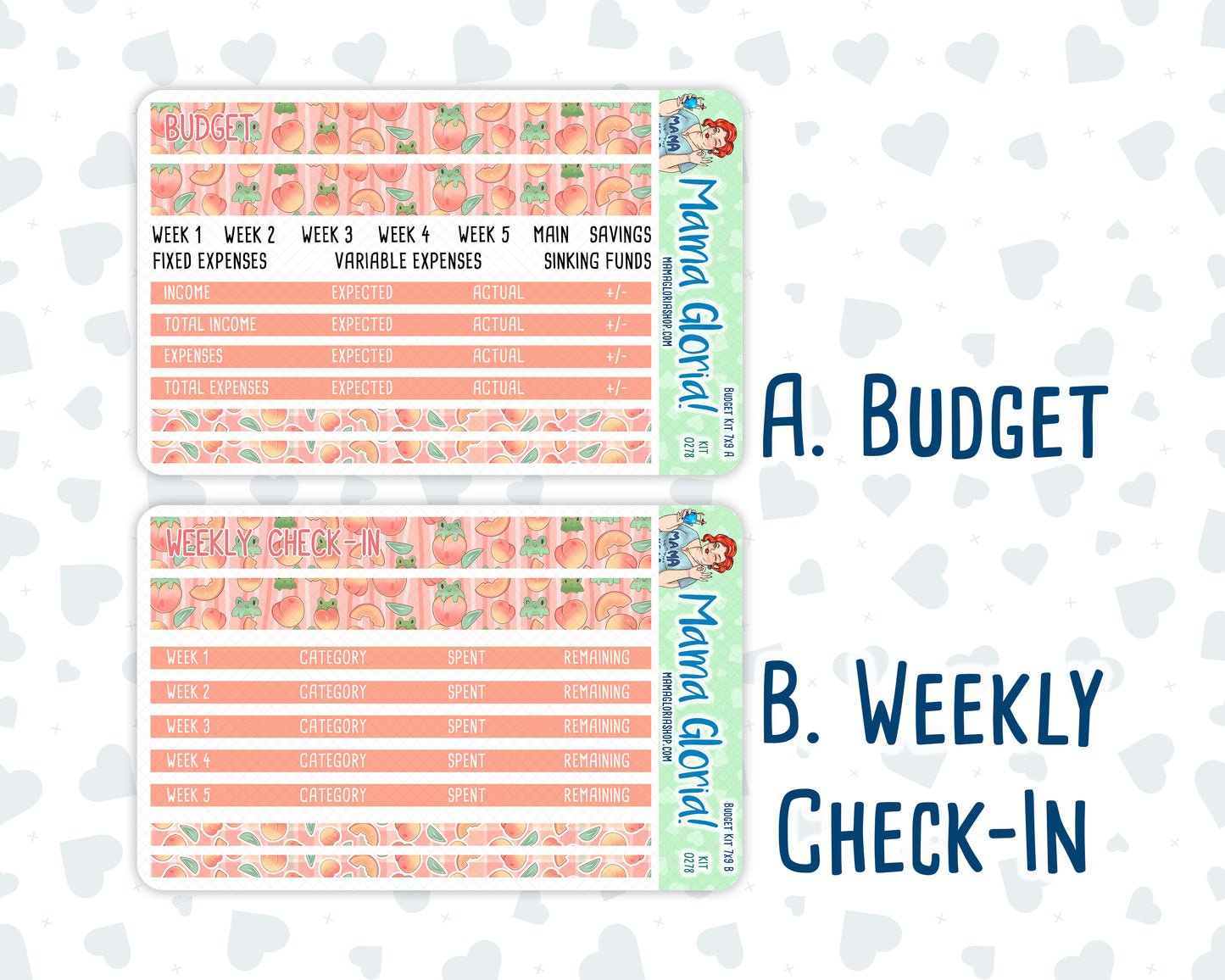 Kit 0278 - Budget - For 7x9 & A5 Planners | Notebooks - August - Oops, All Peaches