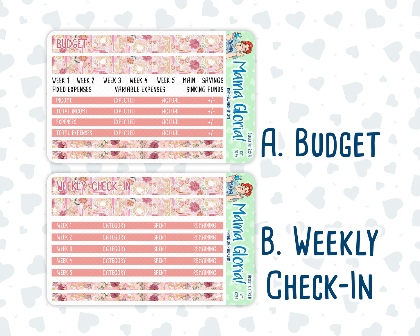Kit 0294 - Budget - For 7x9 & A5 Planners | Notebooks - September - Rosy Reveria