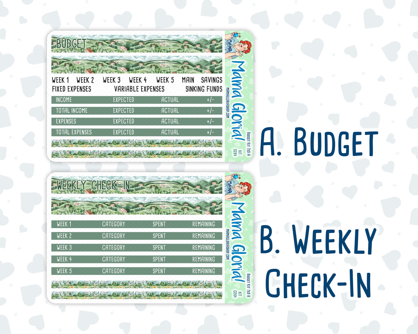 Kit 0264 - Budget - For 7x9 & A5 Planners | Notebooks - May - Spring Walk