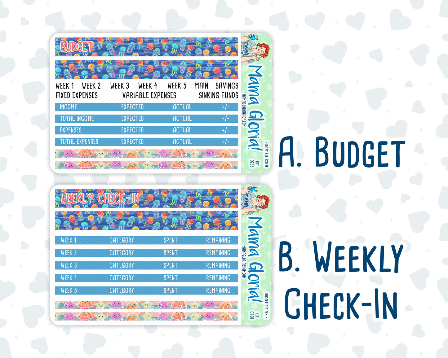 Kit 0268 - Budget - For 7x9 & A5 Planners | Notebooks - June - Sea Sweeties