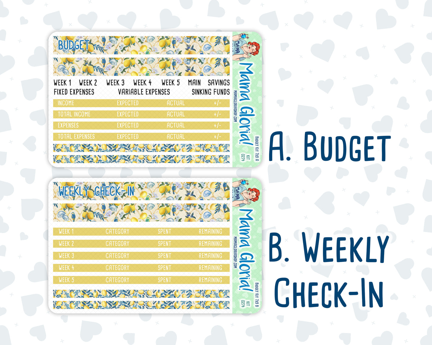 Kit 0274 - Budget - For 7x9 & A5 Planners | Notebooks - July - Sunny Lemon Shore