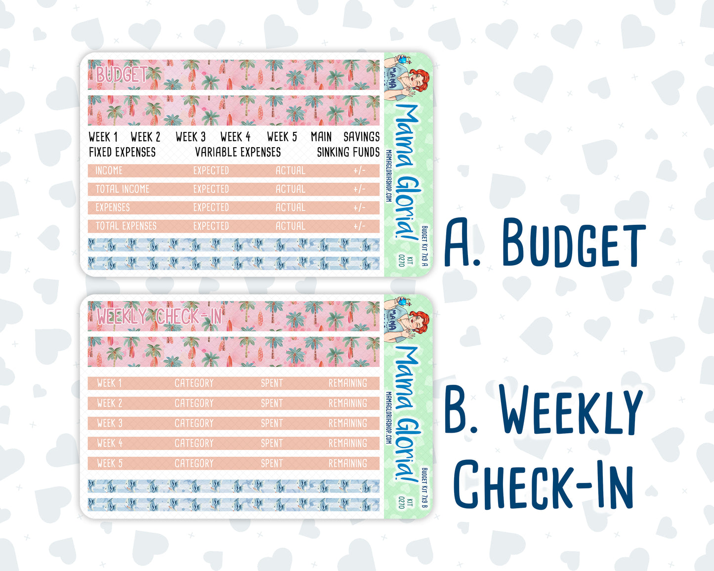 Kit 0270 - Budget - For 7x9 & A5 Planners | Notebooks - June - Beachside Bliss