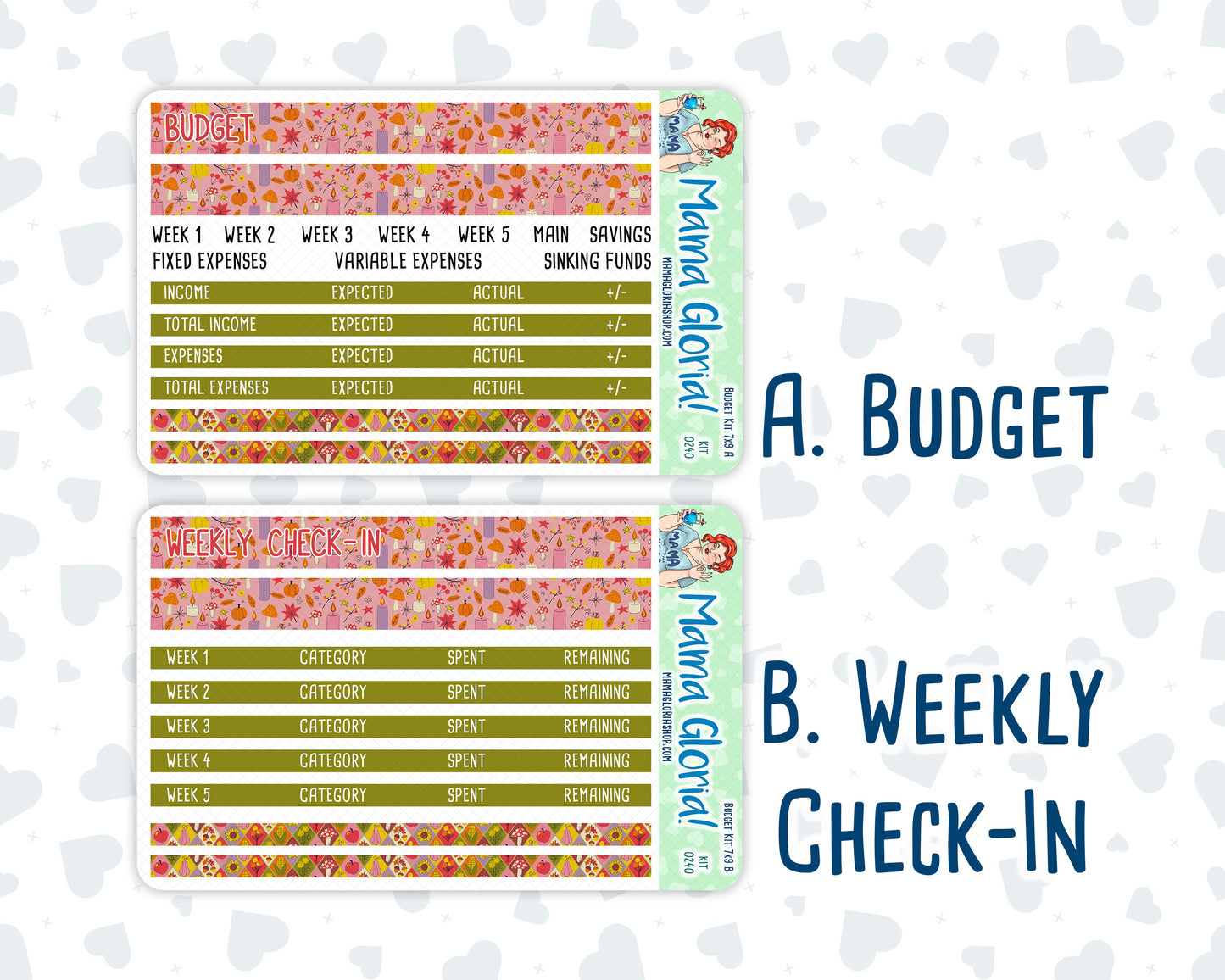 Kit 0240 - Budget - For 7x9 & A5 Planners | Notebooks - November - Cozy Thanksgiving