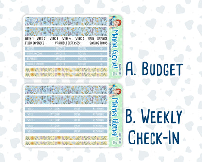 Kit 0265 - Budget - For 7x9 & A5 Planners | Notebooks - May - Honeybee Sky