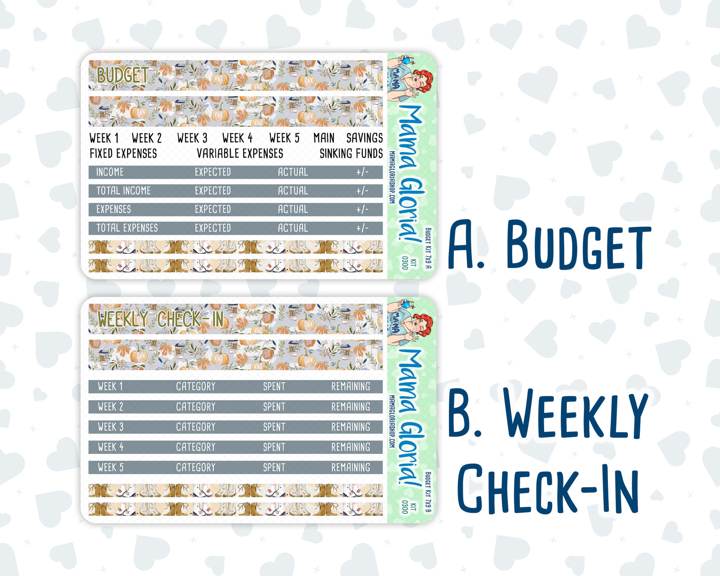 Kit 0300 - Budget - For 7x9 & A5 Planners | Notebooks - October - Autumn Stroll
