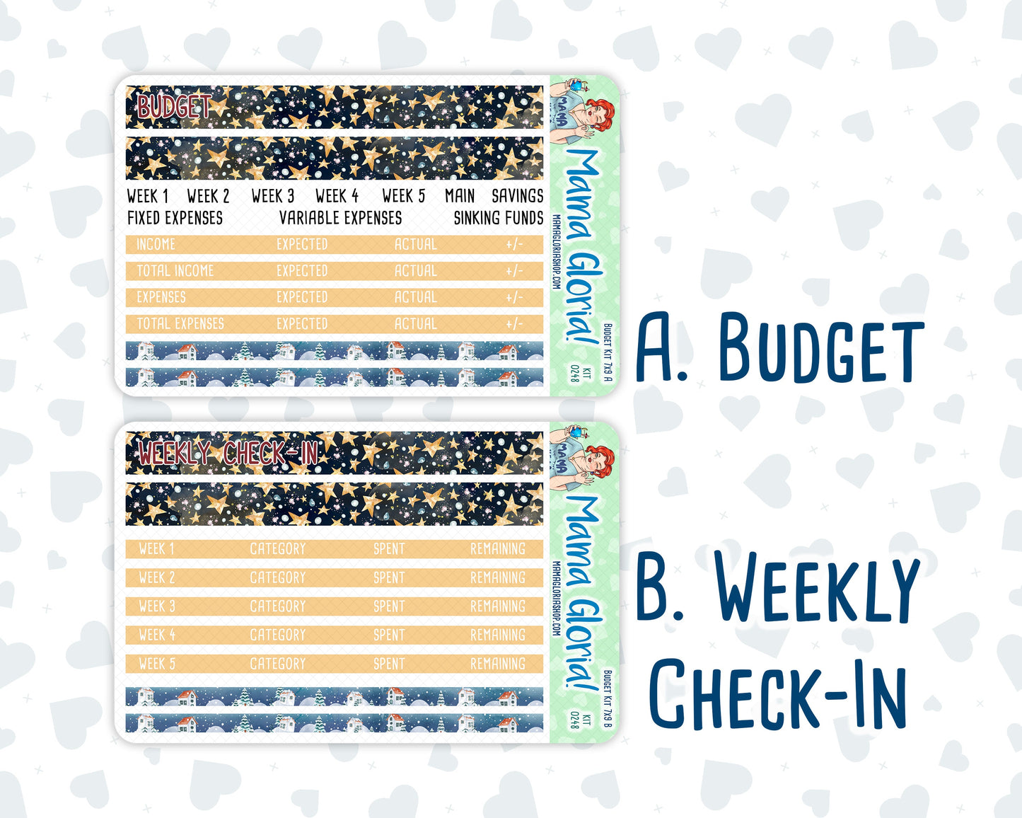 Kit 0248 - Budget - For 7x9 & A5 Planners | Notebooks - January - Midnight Countdown