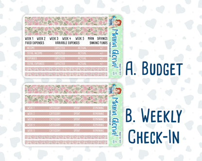 Kit 0257 - Budget - For 7x9 & A5 Planners | Notebooks - March - Blush Garden