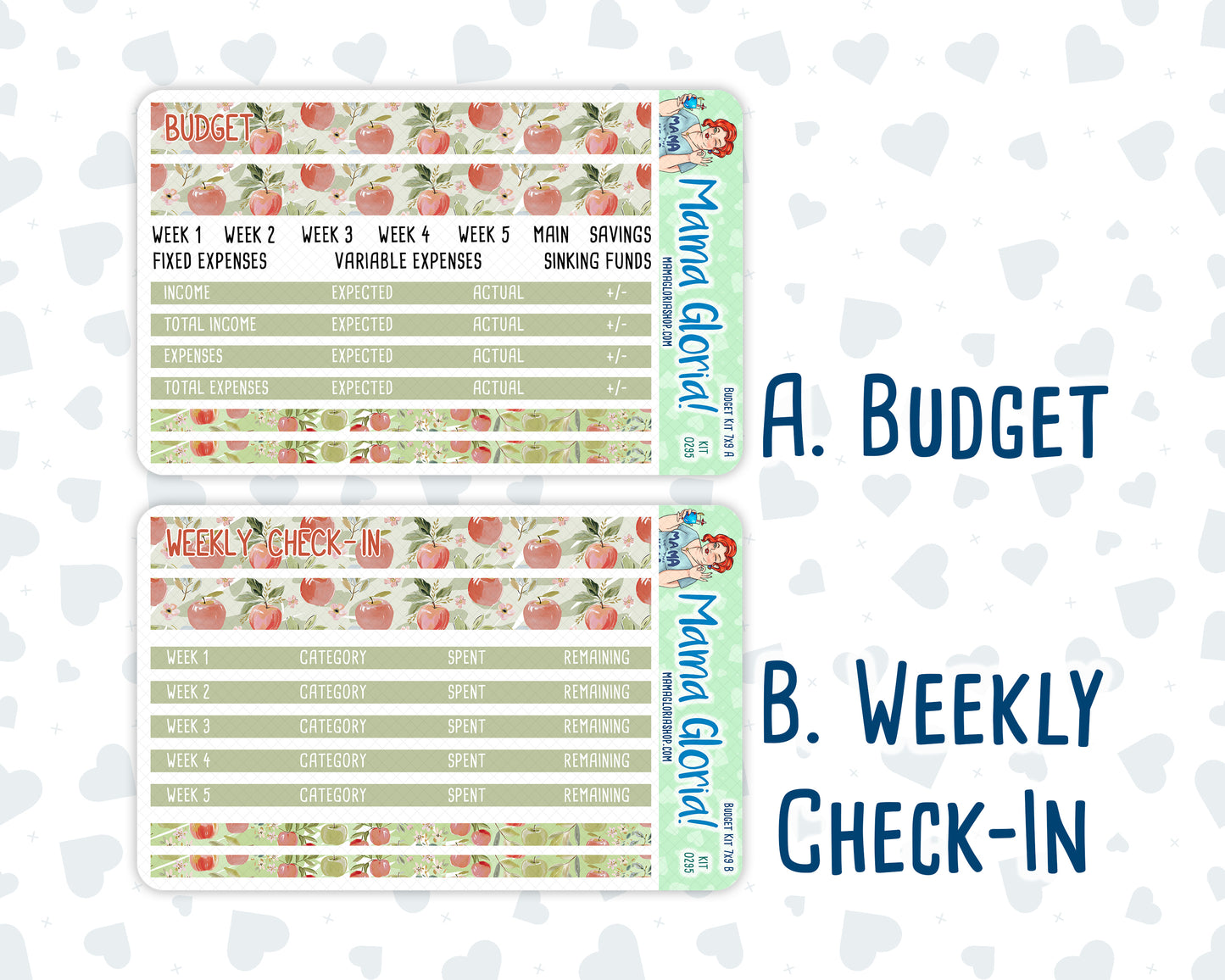 Kit 0295 - Budget - For 7x9 & A5 Planners | Notebooks - September - Apple Harvest