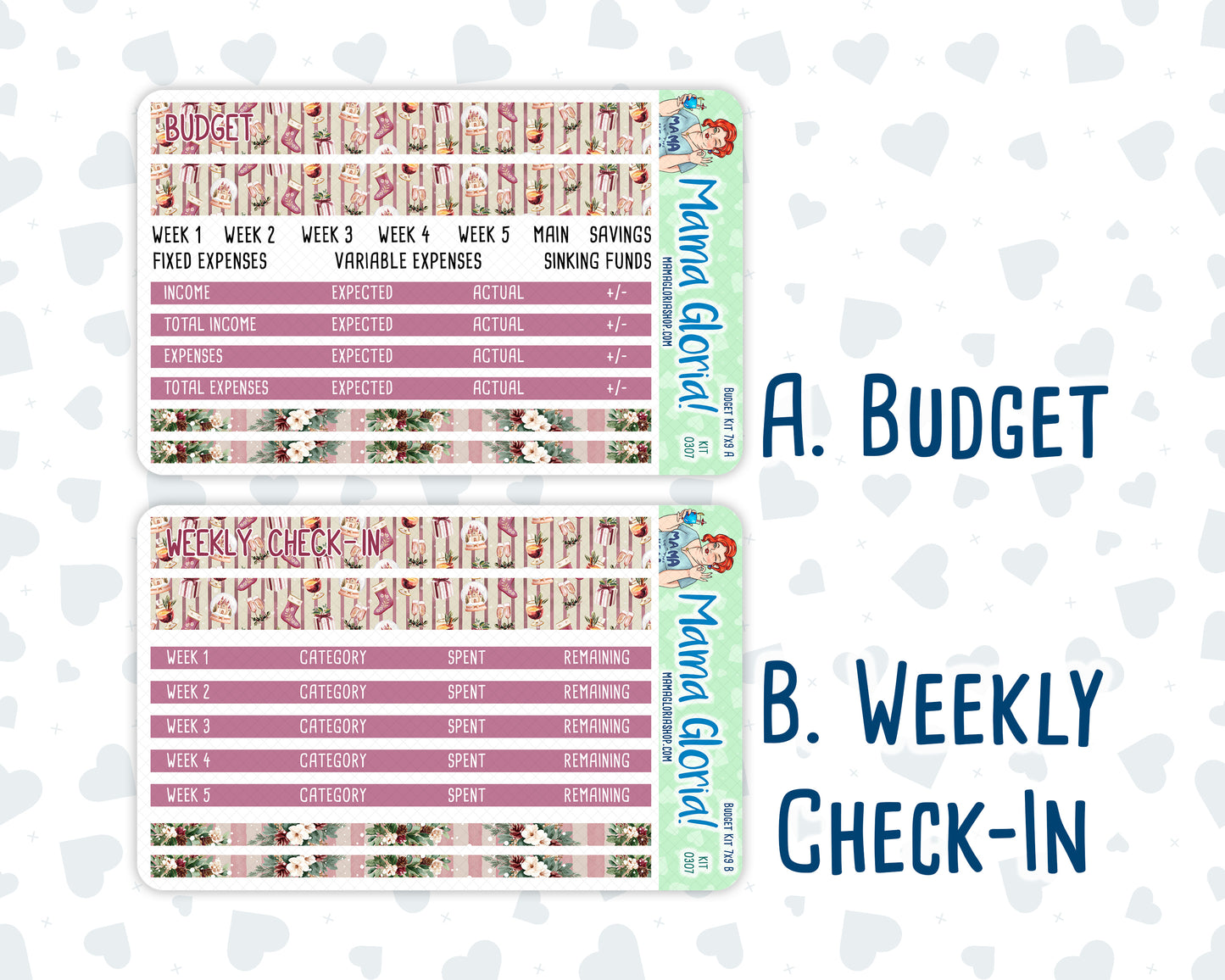 Kit 0307 - Budget - For 7x9 & A5 Planners | Notebooks - December - Velvet Hearth