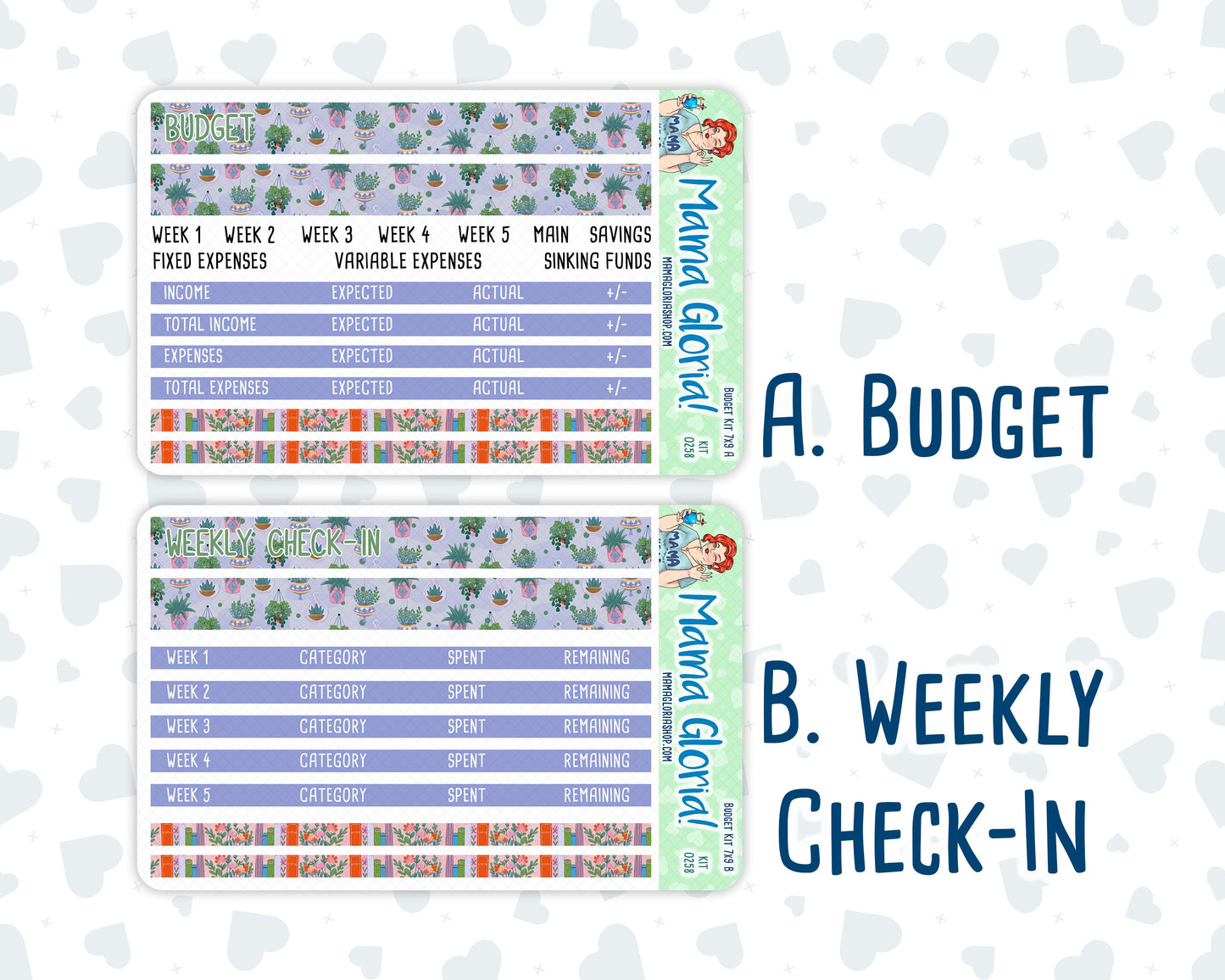 Kit 0258 - Budget - For 7x9 & A5 Planners | Notebooks - March - Plant Therapy