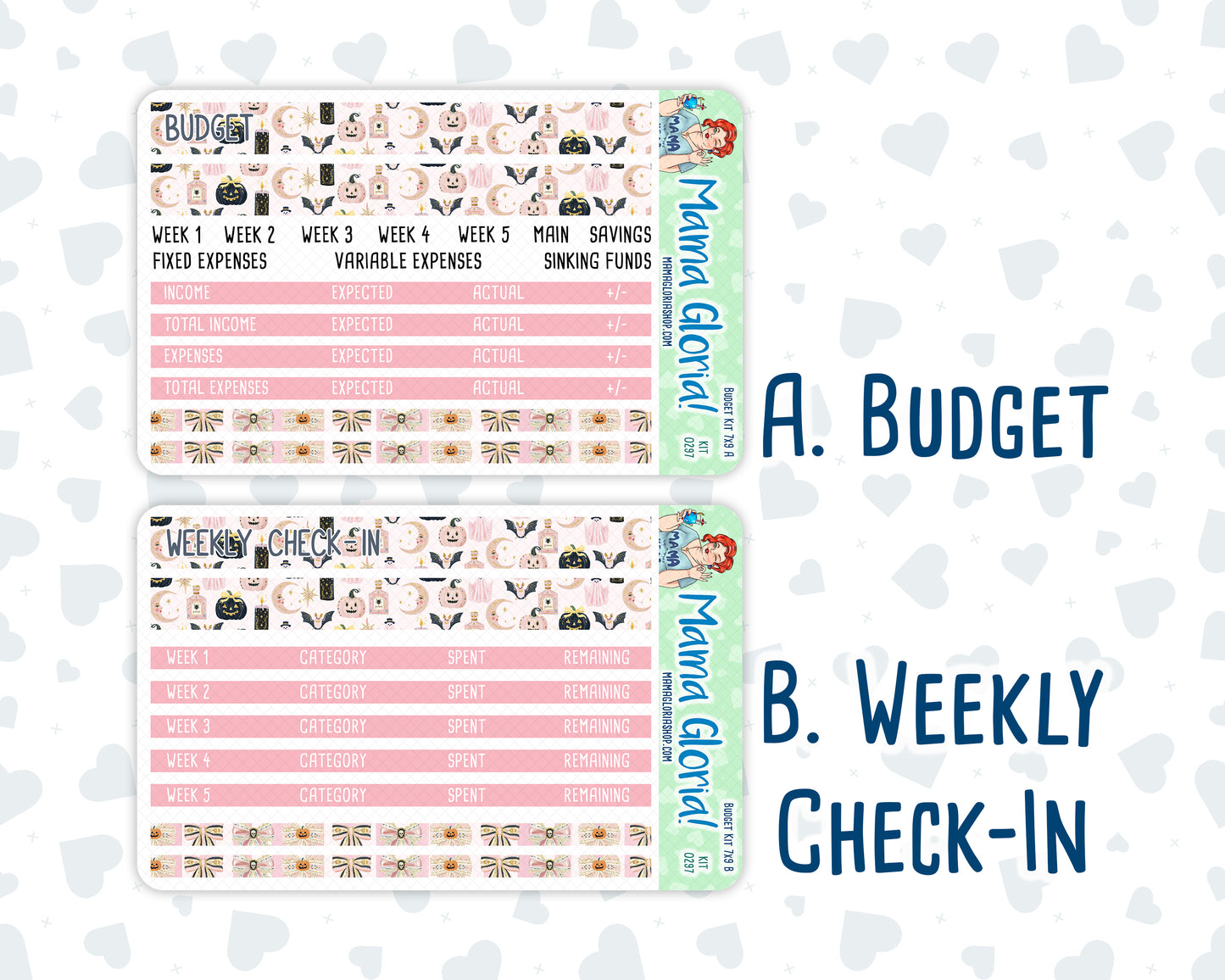 Kit 0297 - Budget - For 7x9 & A5 Planners | Notebooks - October - Pink Spell