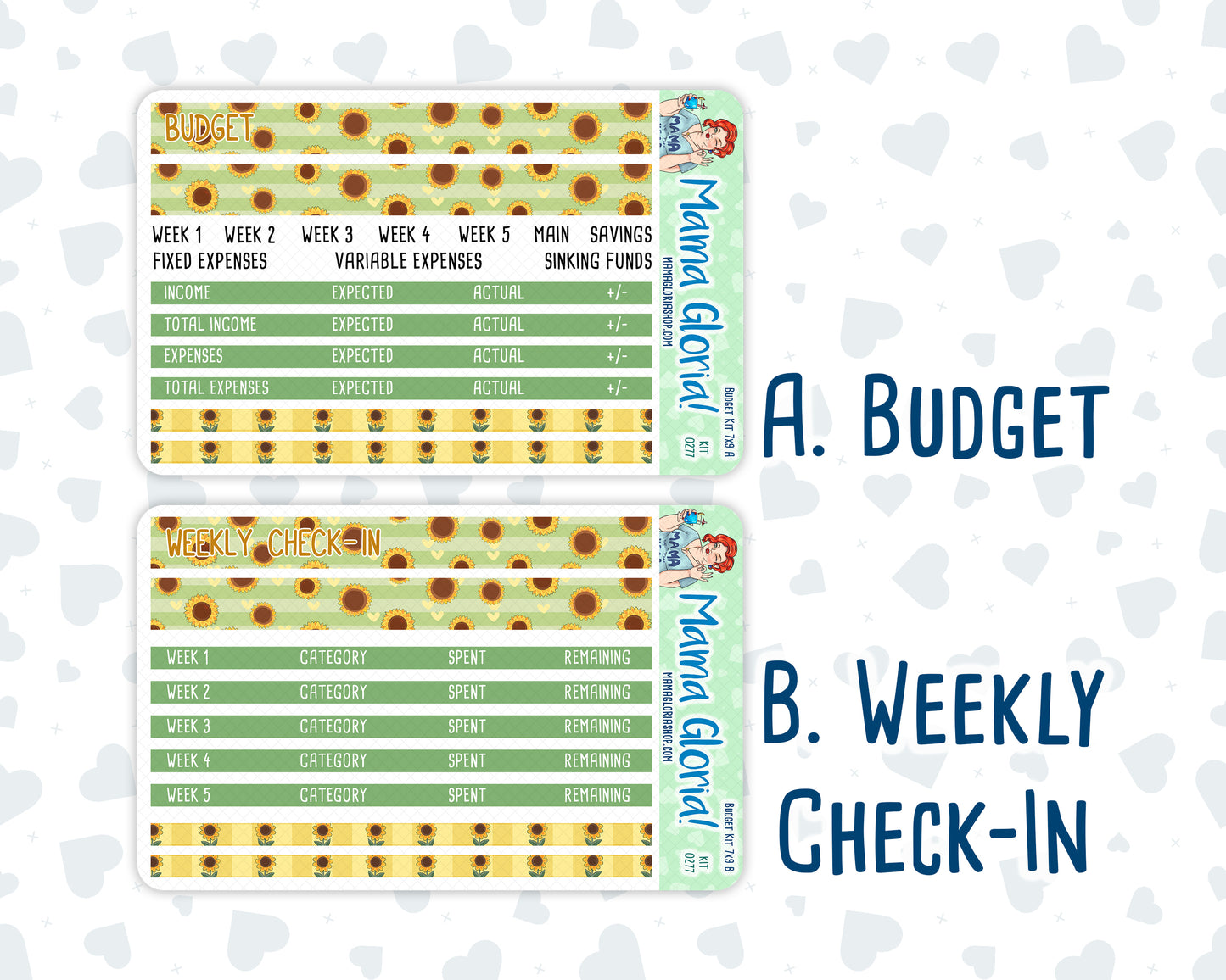 Kit 0277 - Budget - For 7x9 & A5 Planners | Notebooks - August - Sunflower Drama Club