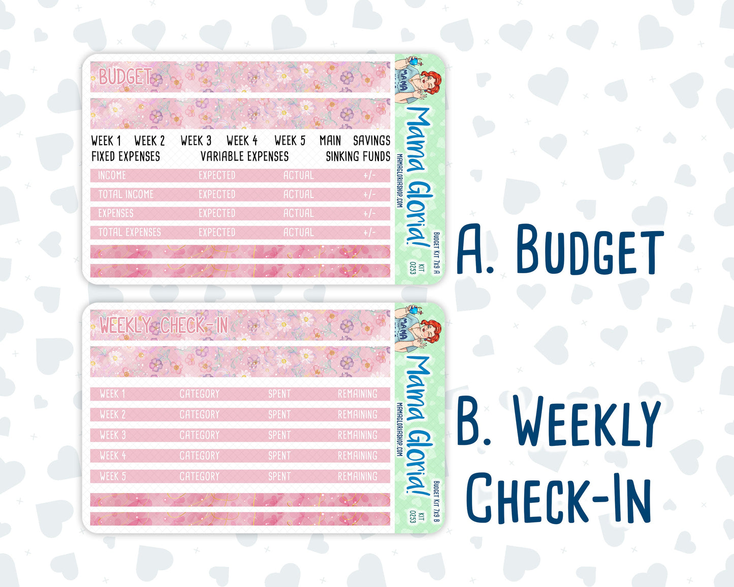 Kit 0253 - Budget - For 7x9 & A5 Planners | Notebooks - February - Rosy Daydreams