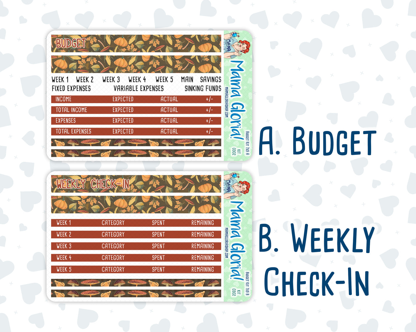 Kit 0302 - Budget - For 7x9 & A5 Planners | Notebooks - November - Thankful Season