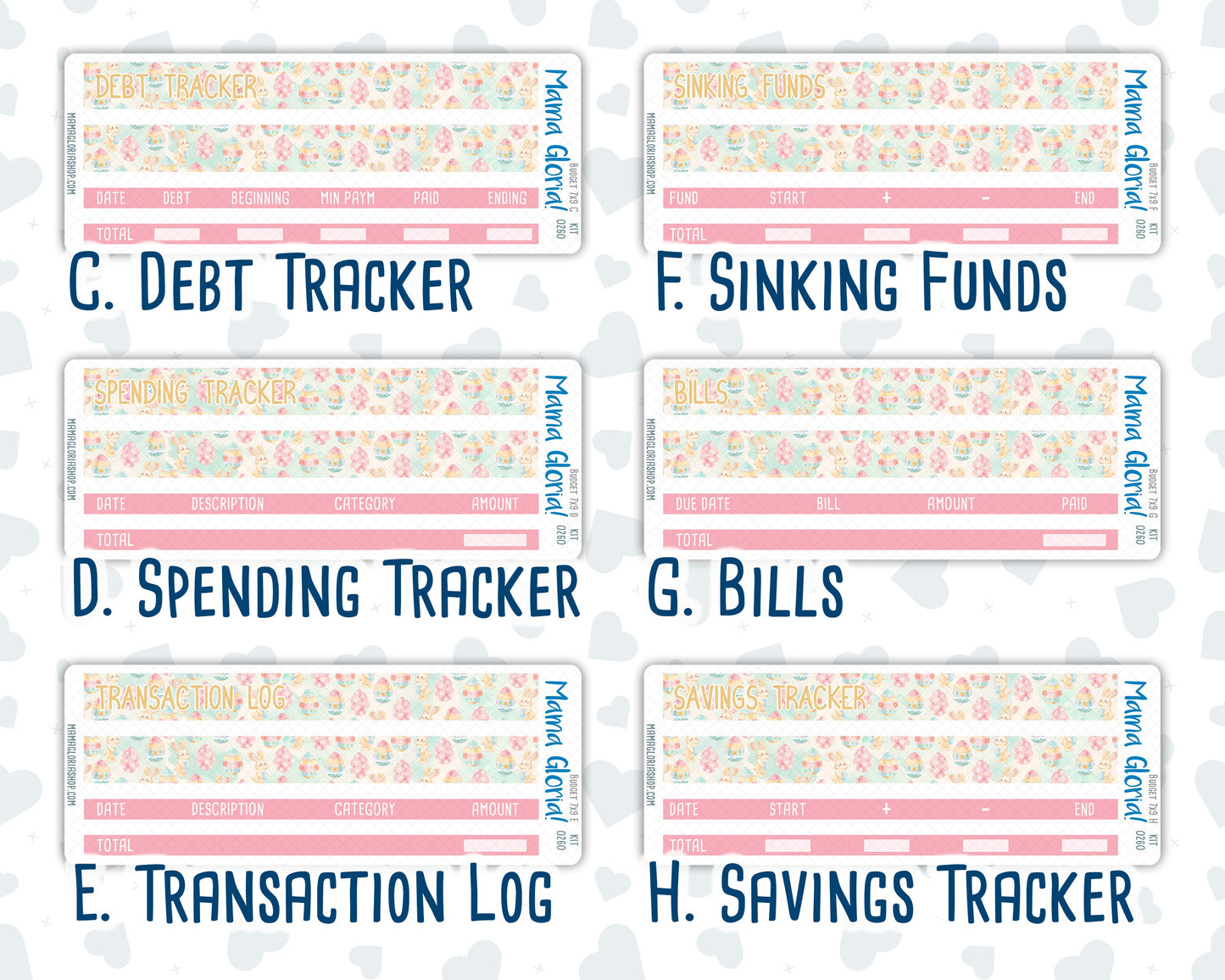Kit 0260 - Budget - For 7x9 & A5 Planners | Notebooks - April - Pastel Egg Hunt