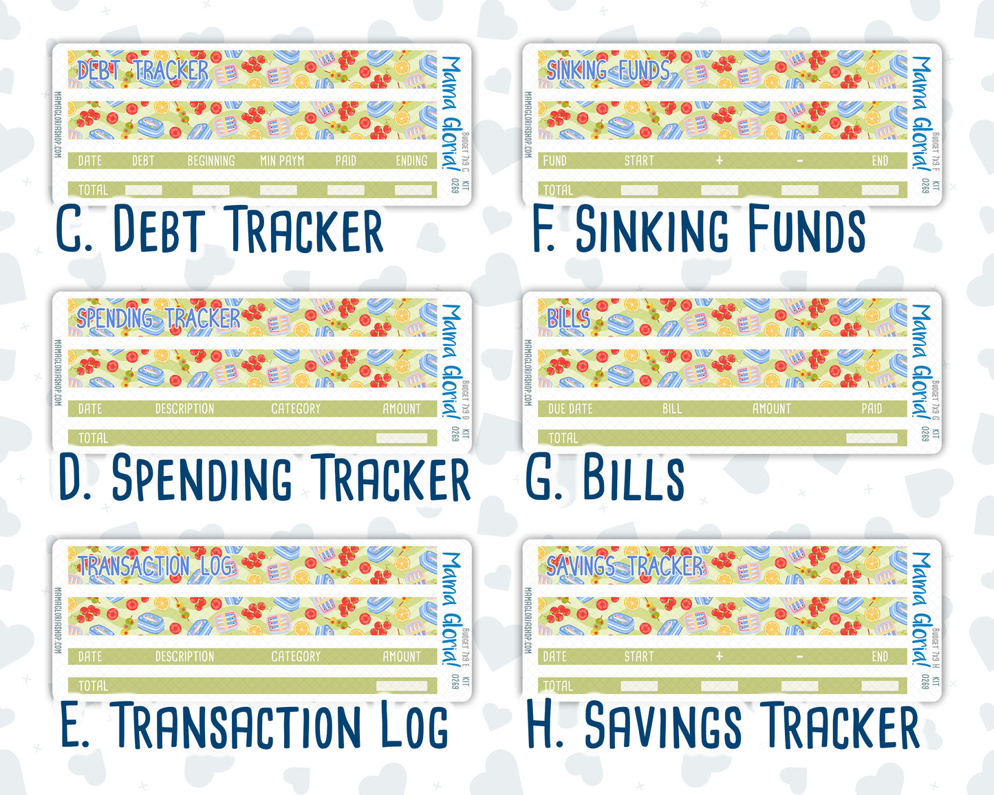 Kit 0269 - Budget - For 7x9 & A5 Planners | Notebooks - June - Dolce Mare