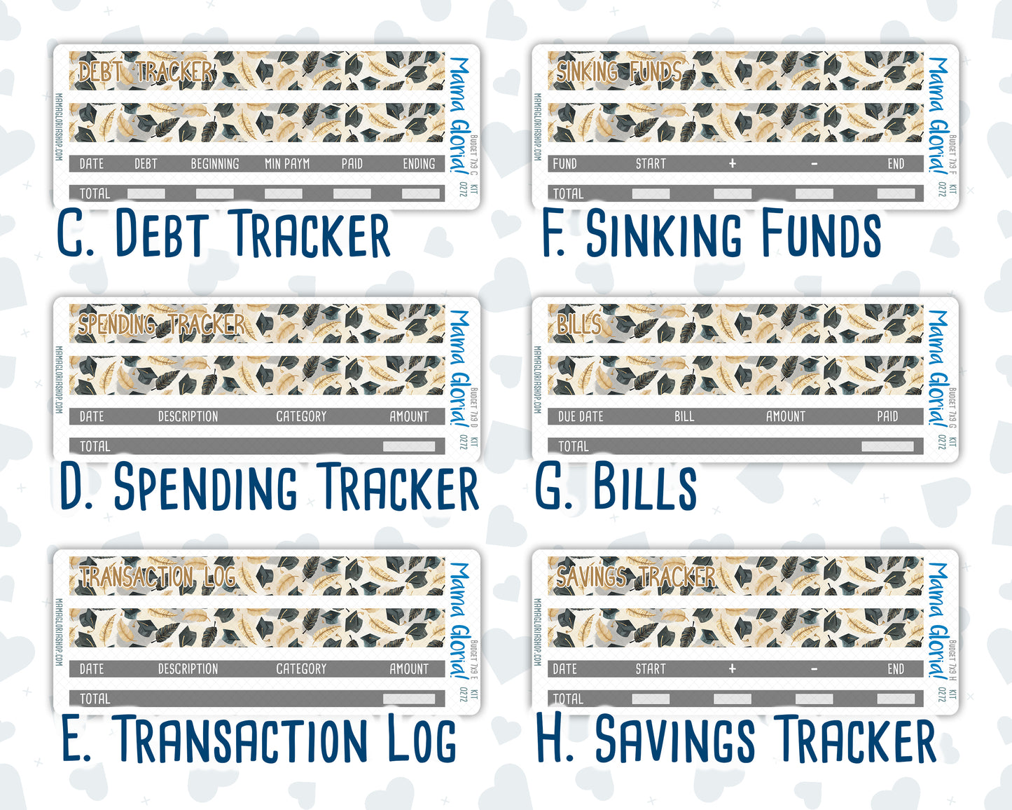 Kit 0272 - Budget - For 7x9 & A5 Planners | Notebooks - May - Graduation