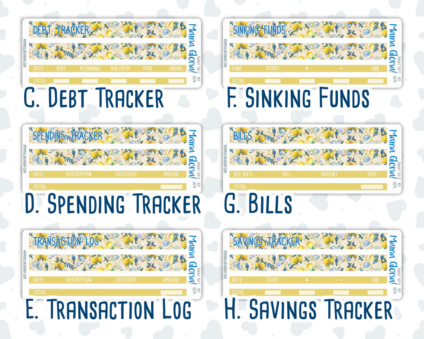 Kit 0274 - Budget - For 7x9 & A5 Planners | Notebooks - July - Sunny Lemon Shore