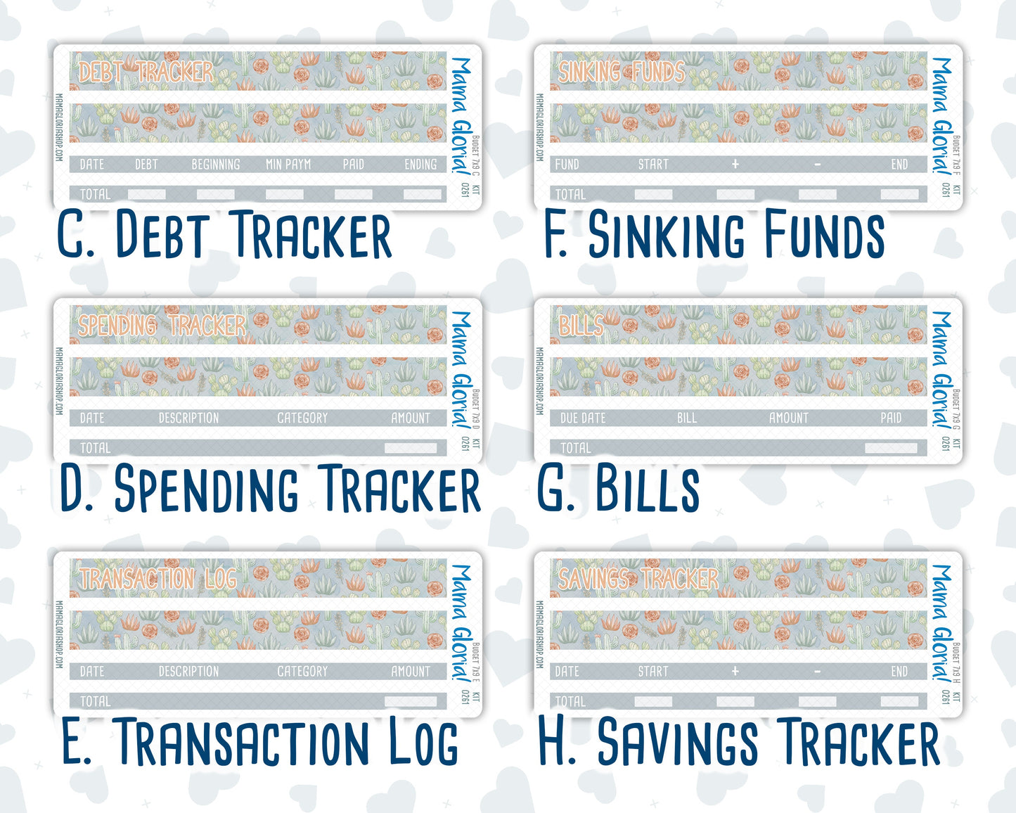 Kit 0261 - Budget - For 7x9 & A5 Planners | Notebooks - April - Llama Spring