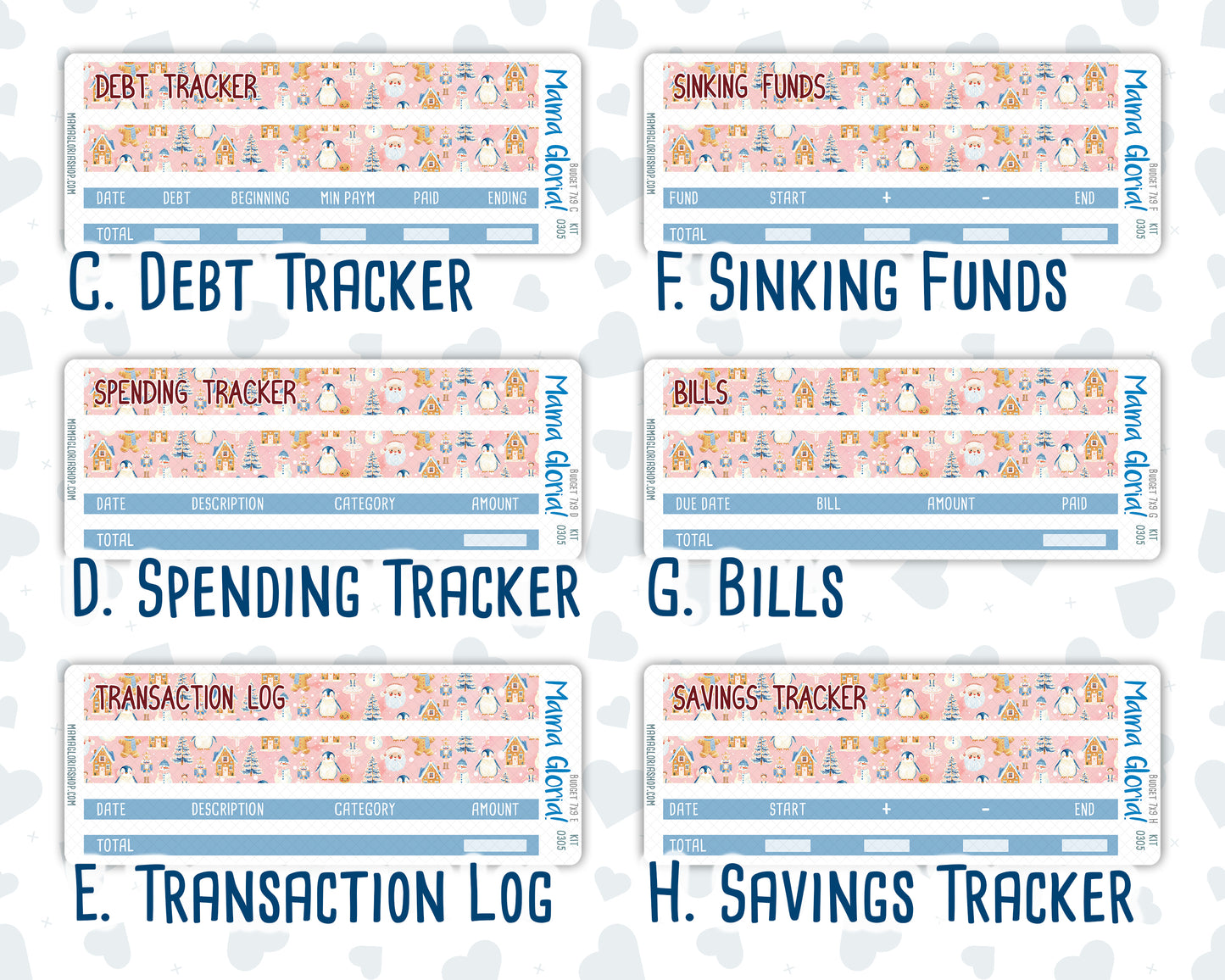 Kit 0305 - Budget - For 7x9 & A5 Planners | Notebooks - December - Sugarplum Parade